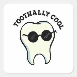 Tandlig Coola Teeth Pun Sticker Fyrkantigt Klistermärke
