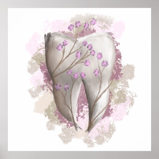 Tandmålning. Dentist, tandläkare. Gift/dedikation Poster (Framsidan)