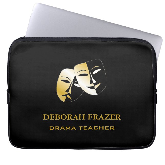 Tandmasker silhuette svart laptop fodral (Framsidan)