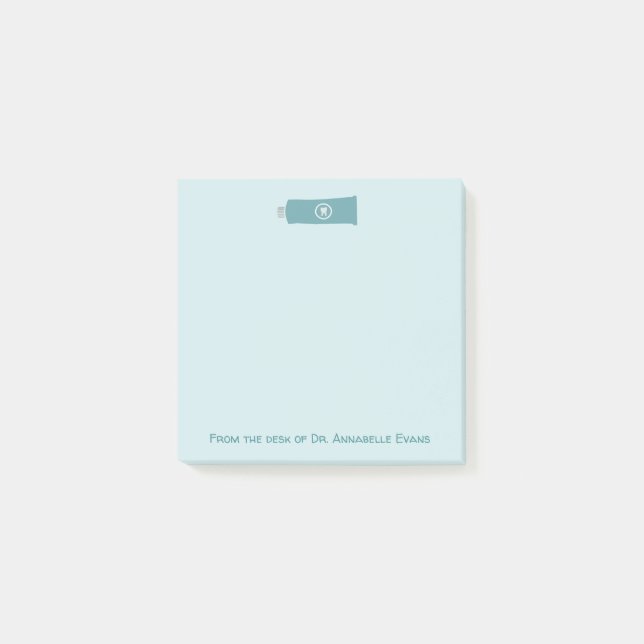 Tandmeddelanden för blå tandkräm i tub post-it block (Framsida)