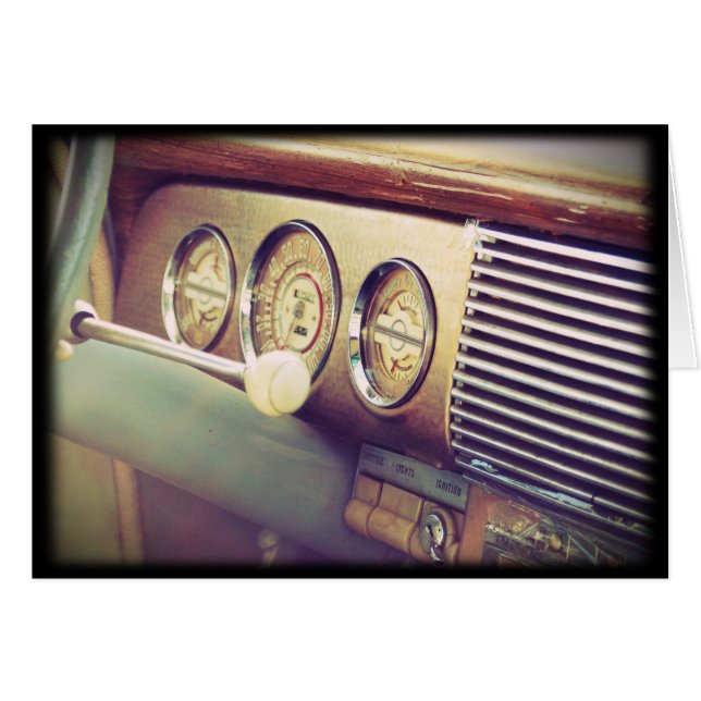 "Tändning" Antique Classic Car Hälsningskort (Framsidan Horizontal)