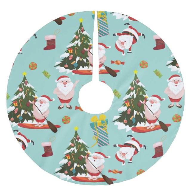 Tandpadleboarding surfing Santa christmas Julgransmatta Borstad Polyester (Framsidan)