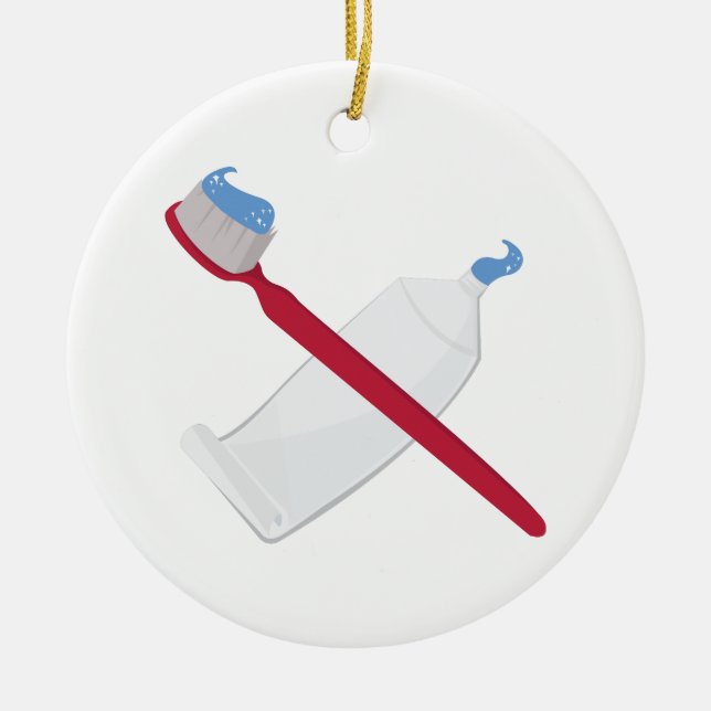 Tandpensel och inklistring julgransprydnad keramik (Framsidan)