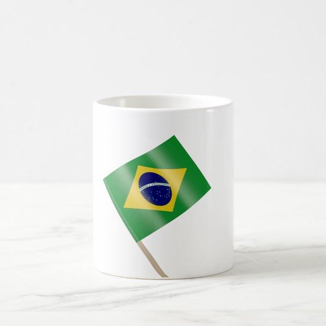 Tandplockning med brasiliansk flagga kaffemugg (Center)