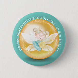 Tandprinsessa med guld-mynt, shimmer teal knapp
