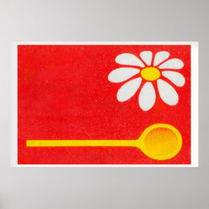 Tändsticksask Väggkonst Gul Blommig Design - Vinta