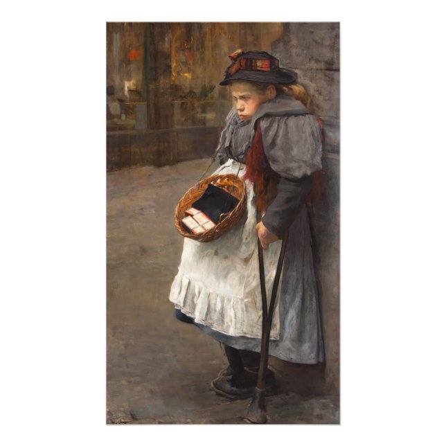 Tändsticksflicka fattig gategut Urban fattigdom Fototryck (Framsidan)