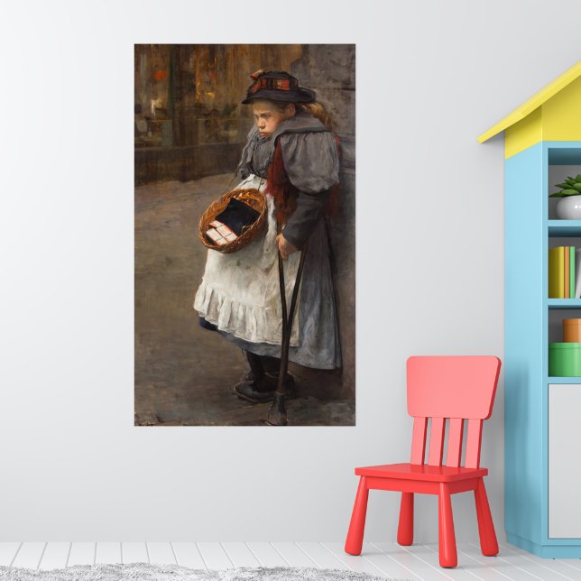 Tändsticksflicka fattig handikappad marknad på gat poster (Barnkammare 1)