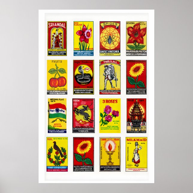 Tändsticksförpackningsetikett Konsttryck Tamil Vin Poster (Framsidan)