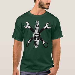 Tändstift motor bilgarage motorcykelrace tjej t shirt