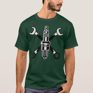 Tändstift motor bilgarage motorcykelrace tjej t shirt