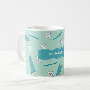 Tandtandad tandtråd Teal Mint Tothpaste Toothpush Kaffemugg