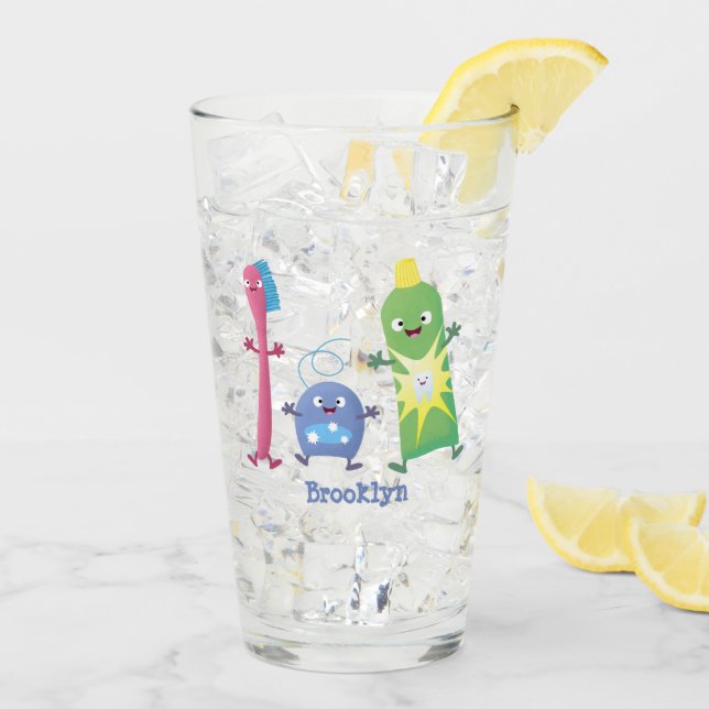 Tandtandborsttandkräm, tecknad av tandtvätt glaskopp (Bakside Is)