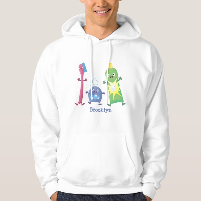 Tandtandborsttandkräm, tecknad av tandtvätt hoodie (Framsida)