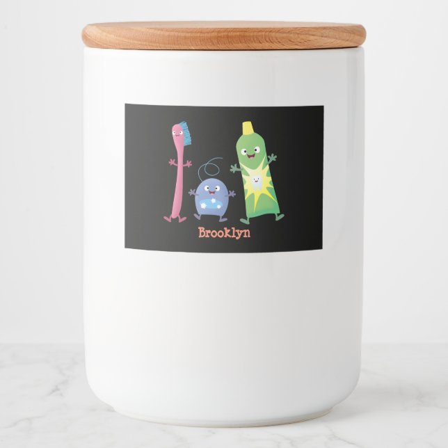 Tandtandborsttandkräm, tecknad av tandtvätt mat etiketter (Framsida)