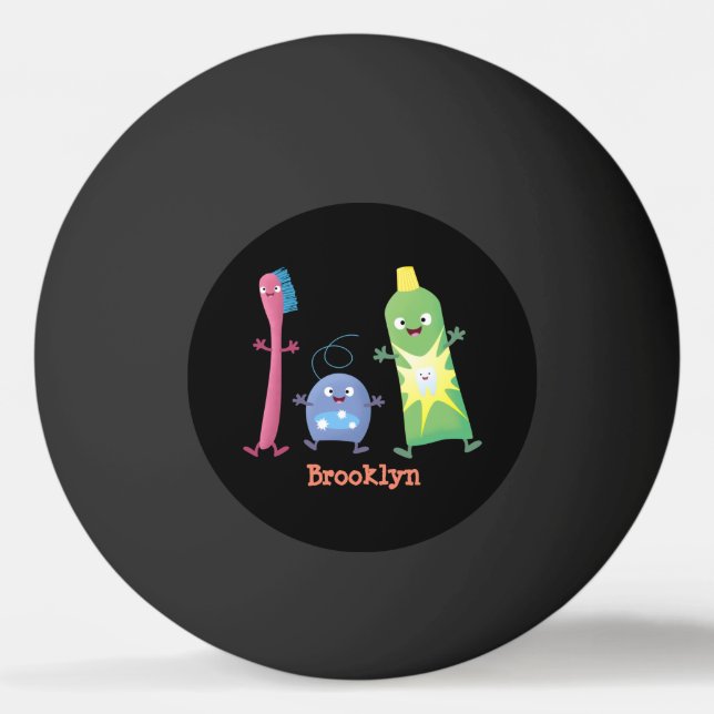 Tandtandborsttandkräm, tecknad av tandtvätt pingisboll (Framsidan)