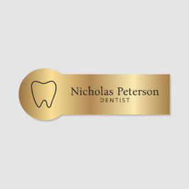 Tandtandstenstandläkare i modern Metallisk Guld Namnbricka