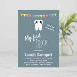 Tandtandtråd i lycklig, min första tand inbjudningar