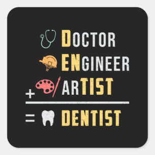 Tandtandtråd Tandtråd Doktor Tandfunny Gift Idea Fyrkantigt Klistermärke