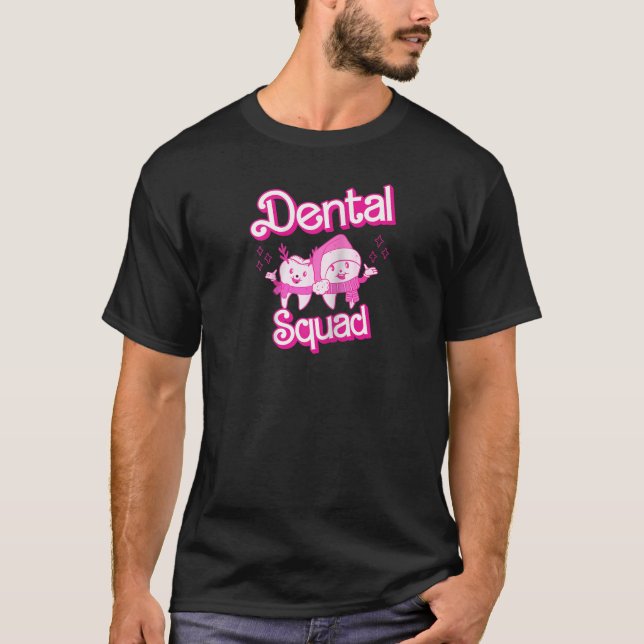 Tandtorget Funny Julafton Teth Dentist Retro Rosa  T Shirt (Framsida)
