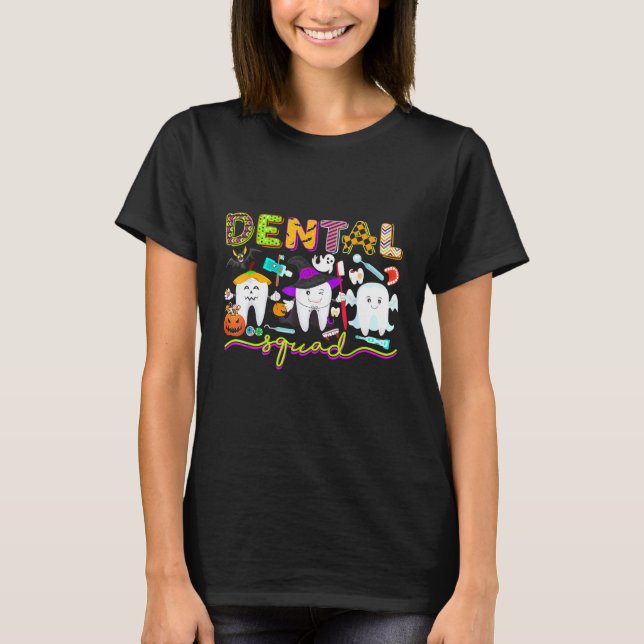 Tandvadsdentist Witch Halloween Boos Crew Cos T Shirt (Framsida)