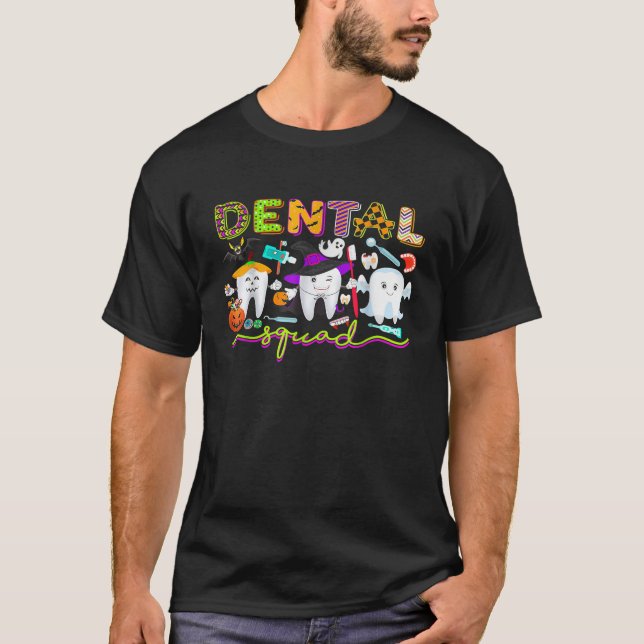 Tandvadsdentist Witch Halloween Boos Crew Cos T Shirt (Framsida)