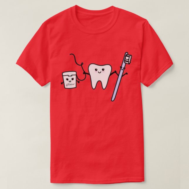 Tandvänner i lycklig t shirt (Design framsida)