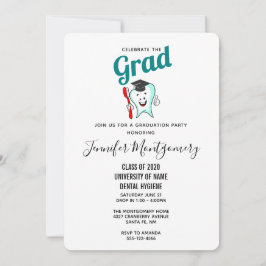 Tandvård Glad Tand med Examen Hatt Inbjudningar