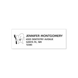 Tandvård Glad Tand med Tandborste Självfärgande Stämpel