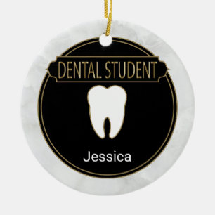 Tandvård 🦷 Student - vit marmor Julgransprydnad Keramik
