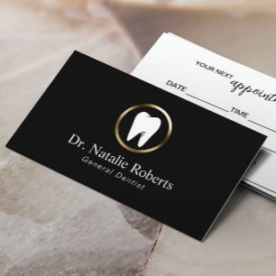 Tandvård Tand Logotyp Plain Black Dentist Tidsbeställning Kort