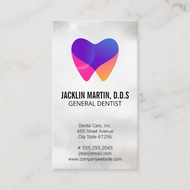 Tandvård, vit tandtand, Logotyp Visitkort (Framsida)