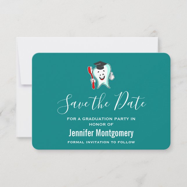 Tandvårdssläktet Lycklig Studentmössa Spara Datumet (Framsida)