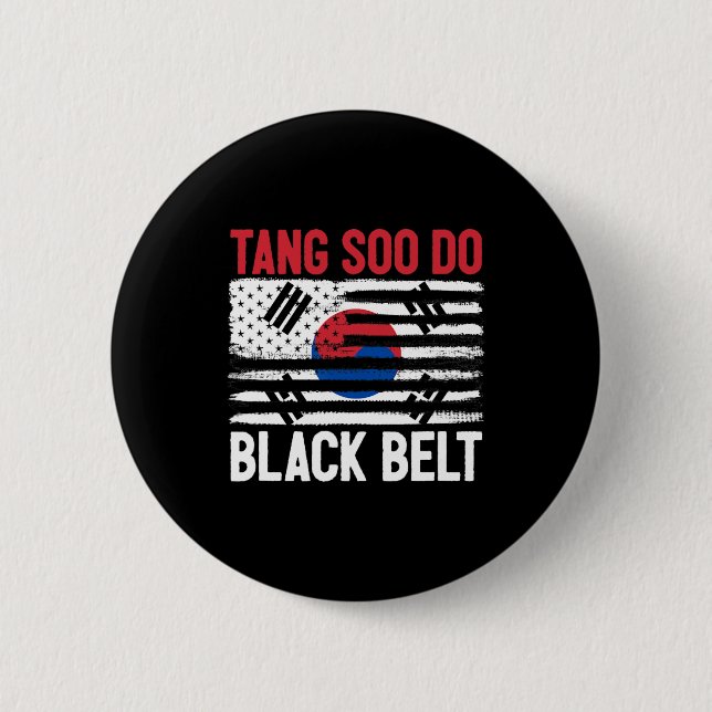 Tang Soo Do Black Bälte Karate Fighter Koreamarti Knapp (Framsida)