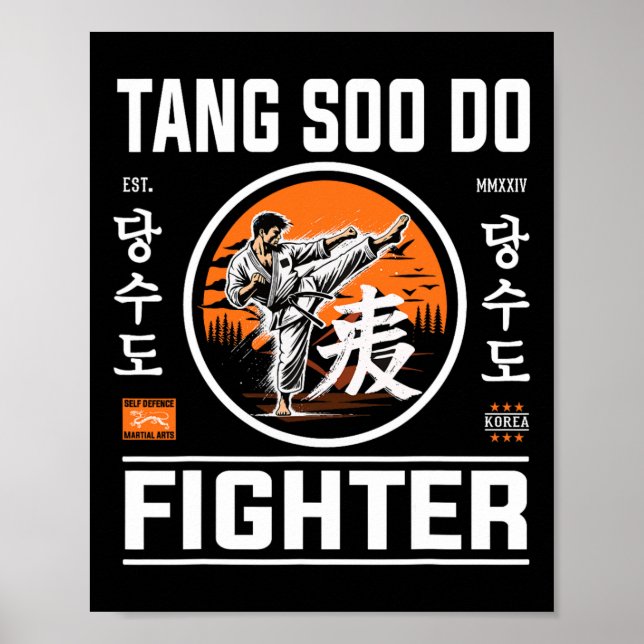 Tang Soo do Fighter - Fläkt vid koreanska Karate Poster (Framsidan)