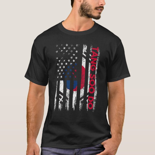Tang Soo Do Karate Martial Arts Training KoreFl T Shirt (Framsida)