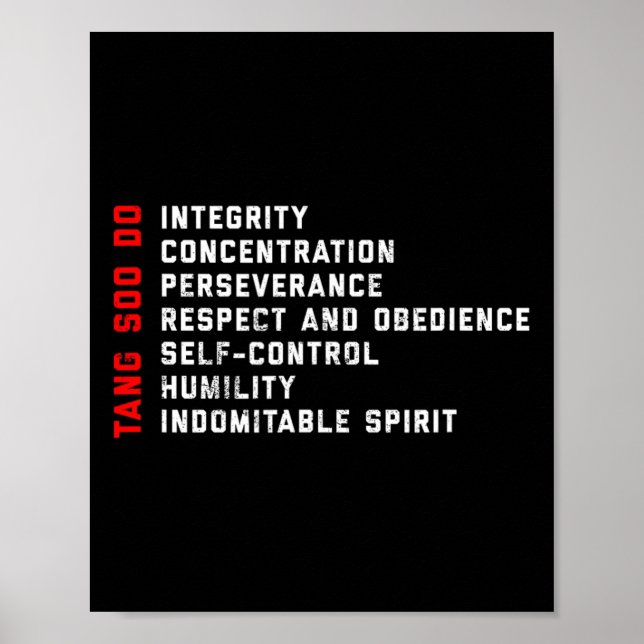 Tang Soo Do Martial Arts 7 Tenets Poster (Framsidan)