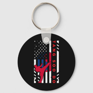 Tang Soo Do Martial Arts Karate American Flagga Wo Nyckelring