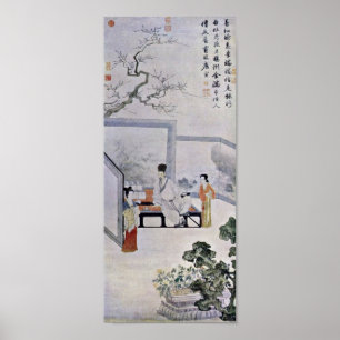 Tang Yin - poeten och två courtesans Poster