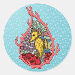 Tanga, Seahorse Sticker Runt Klistermärke