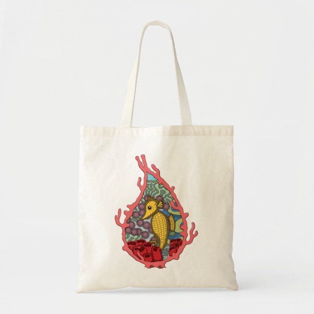 Tanga Seahorse Tote Bag Tygkasse (Framsidan)