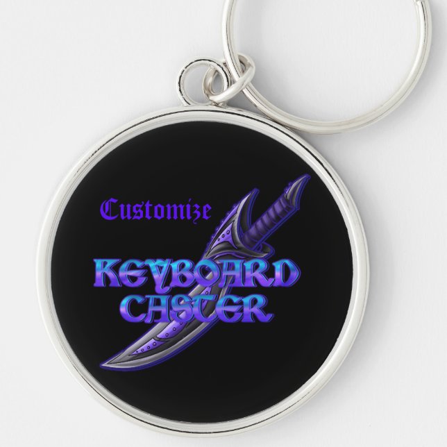 Tangentbord Caster MMORPG-Nyckelring Rund Silverfärgad Nyckelring (Framsidan)