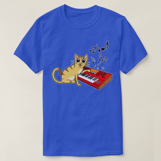 Tangentbord cat piano piano piano t shirt (Design framsida)