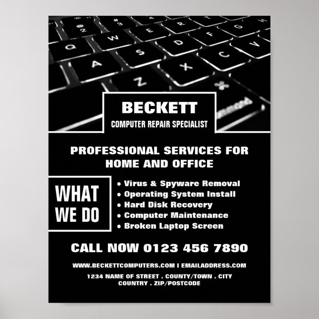 Tangentbord, Computer Repair Specialist Reklamatio Poster (Framsidan)