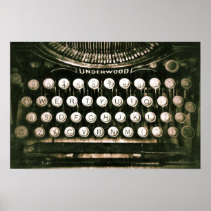 Tangentbord för QWERTY skrivmaskin för vintage Poster