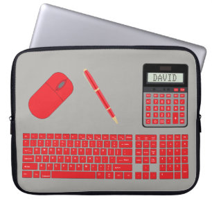 Tangentbord, mus, kalkylator och ritstiftsgrafik laptop fodral