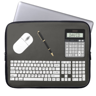 Tangentbord, mus, kalkylator och ritstiftsgrafik laptop fodral