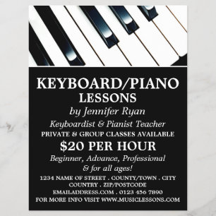 Tangentbord Nycklar, Tangentbord, Piano Lessons Fl Reklamblad