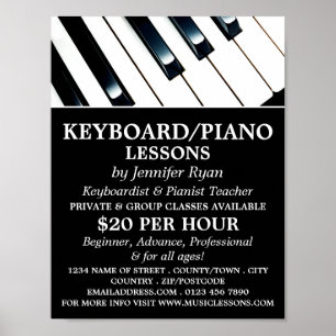 Tangentbord Nycklar, Tangentbord, Piano Lessons Poster