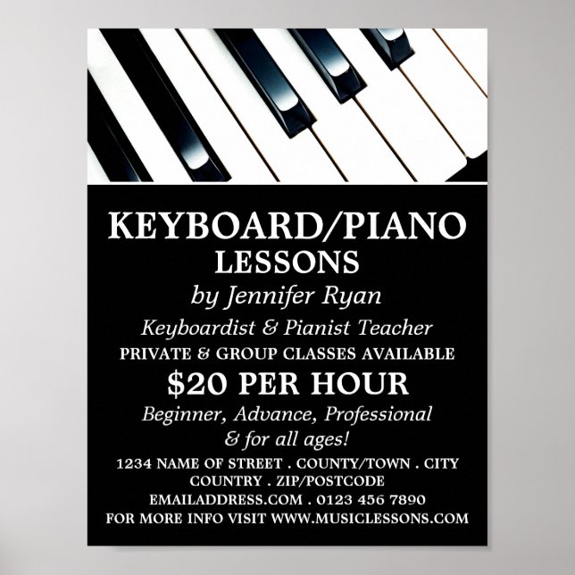 Tangentbord Nycklar, Tangentbord, Piano Lessons Poster (Framsidan)